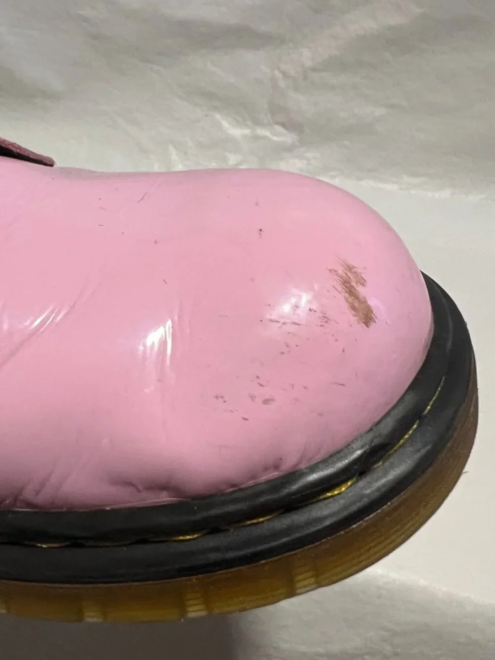 Dr Martens Boots 1460 J pastel pink patent leather youth size 5 combat zip up